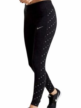 NIKE Dri-FIT Fast Flash Reflective Polka Dot Running Legging Black Large